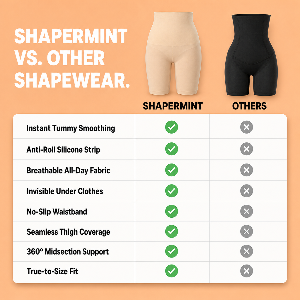 SHAPERMINT Shapewear for Women - High-Waisted Shapewear Tummy Control Shorts, Thigh Slimmer, Underwear for Women